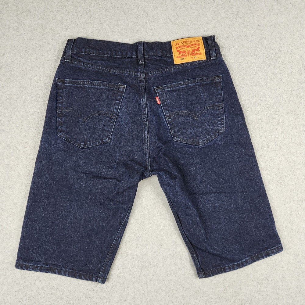 Levi's Denim Shorts Mens W32 Dark Indigo 511 Slim Fit Stretch Jorts 36515-0121